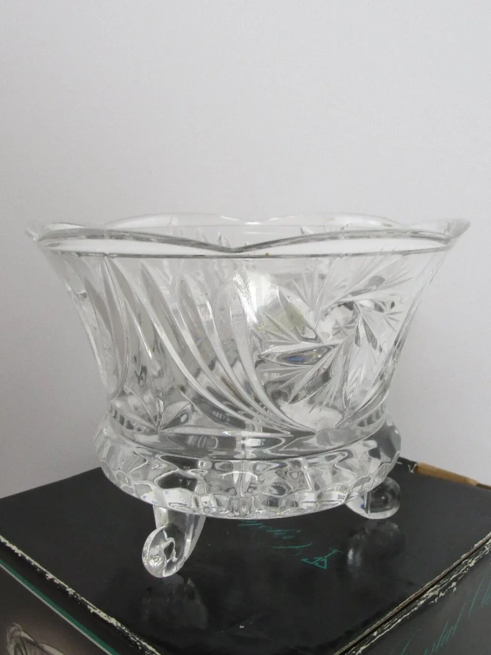 footed cut lead crystal bowl